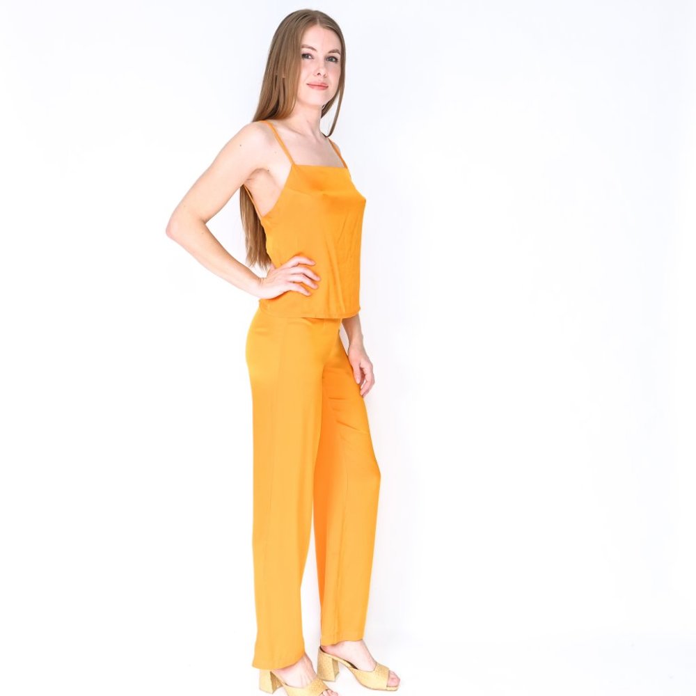 PALOMA WOOL Orange Silk Tank Top & Pants Set - Picture 3 of 6